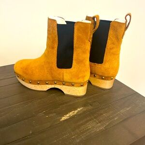 J. Crew Suede Clog Booties w/ fur lining. Like New!